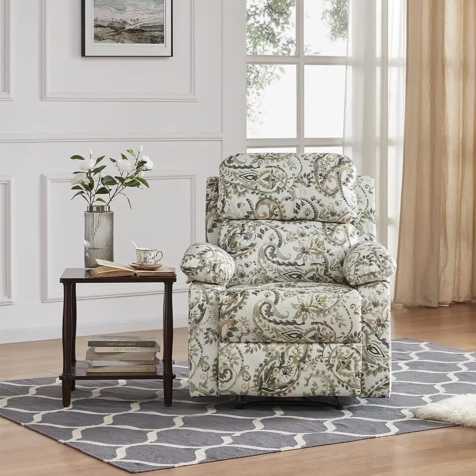 Recliner Chair Breathable Fabric Manual Single Sofa