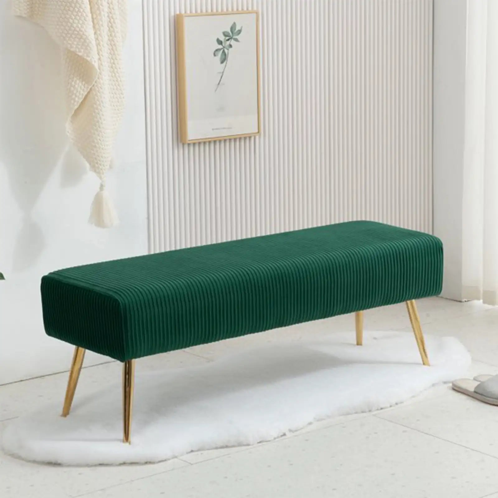 Upholstered Ottoman Bench Modern Entryway Ottoman Bench with Charming Velvet