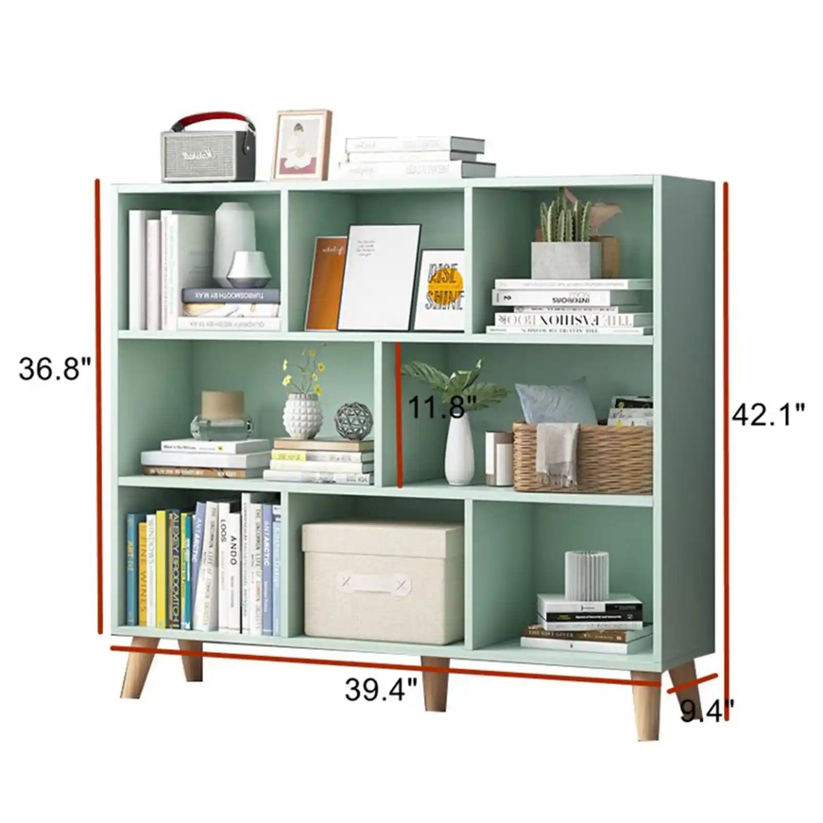 9 Cubes Open Shelf Short Bookshelf , Short Wide Bookshelf
