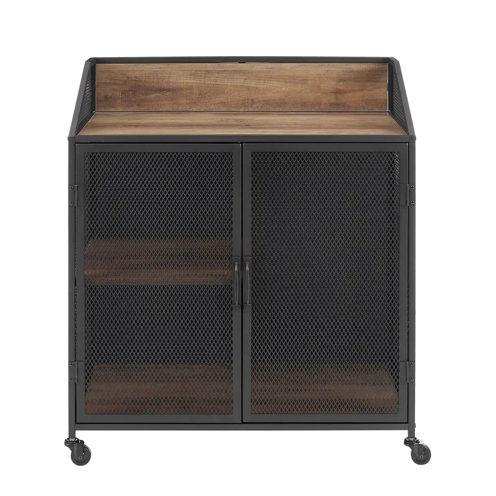 Industrial Bar Cabinet with Wheels