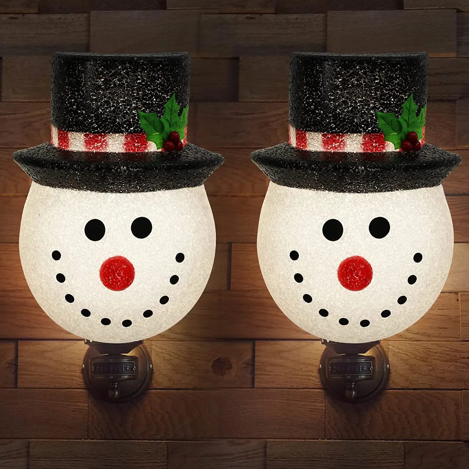 2 cubiertas de luz de porche de muñeco de nieve de Navidad, decoraciones interiores al aire libre de vacaciones 