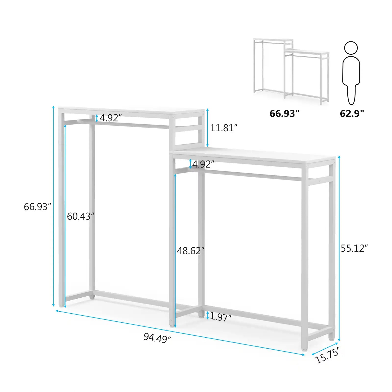 Convertible Storage Shelves and Double Hanging Rod