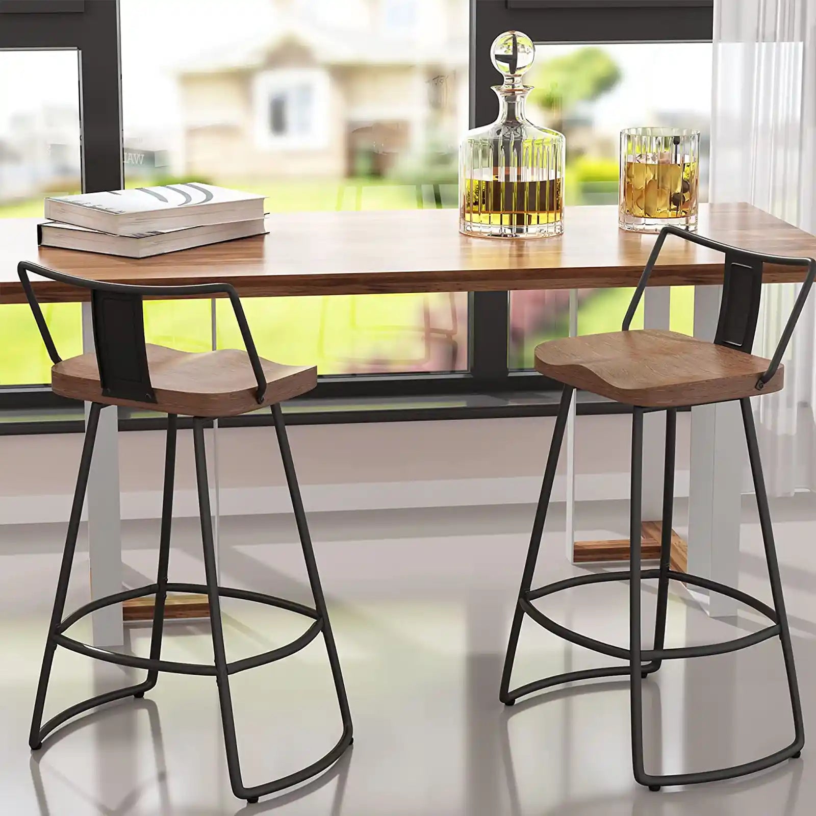 Bar Stools Set of 2 Swivel Counter Height Stools, 24 Inch, 26 Inch, 30 Inch