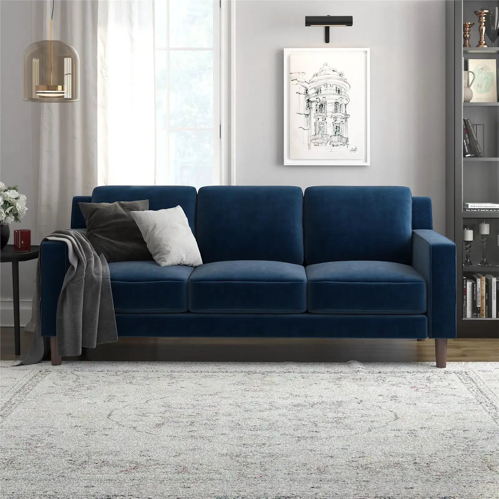 Modern 3 Seater Sofa , Velvet or Faux Leather
