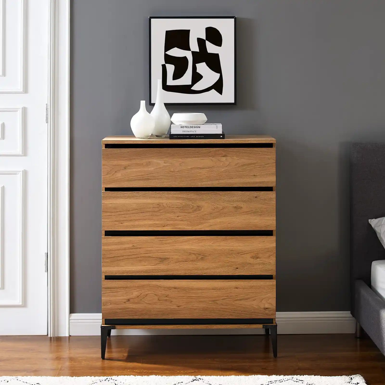 Rustic and Industrial 4 Drawer Vertical Dresser