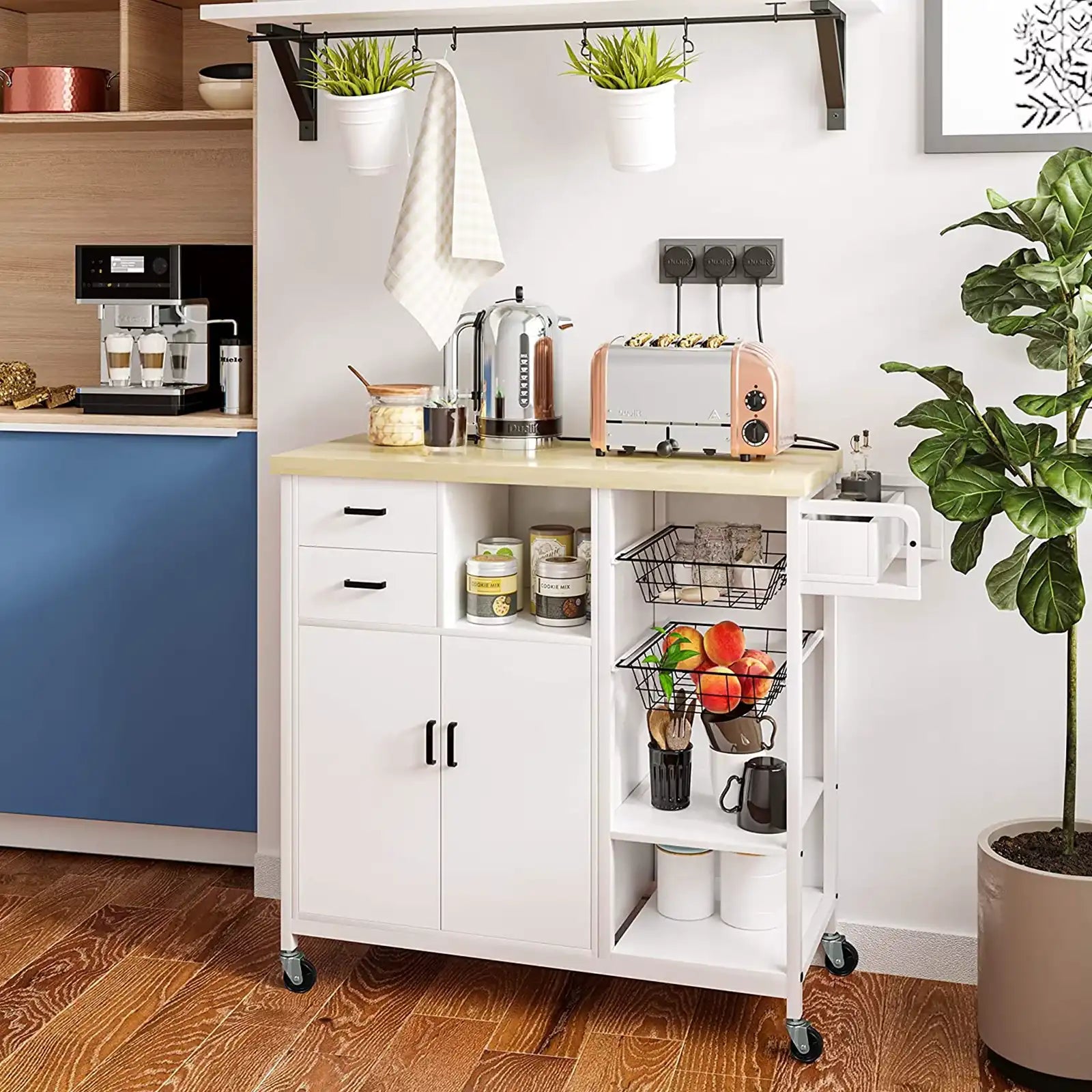 Kitchen Island Cart on Wheels with Drawers