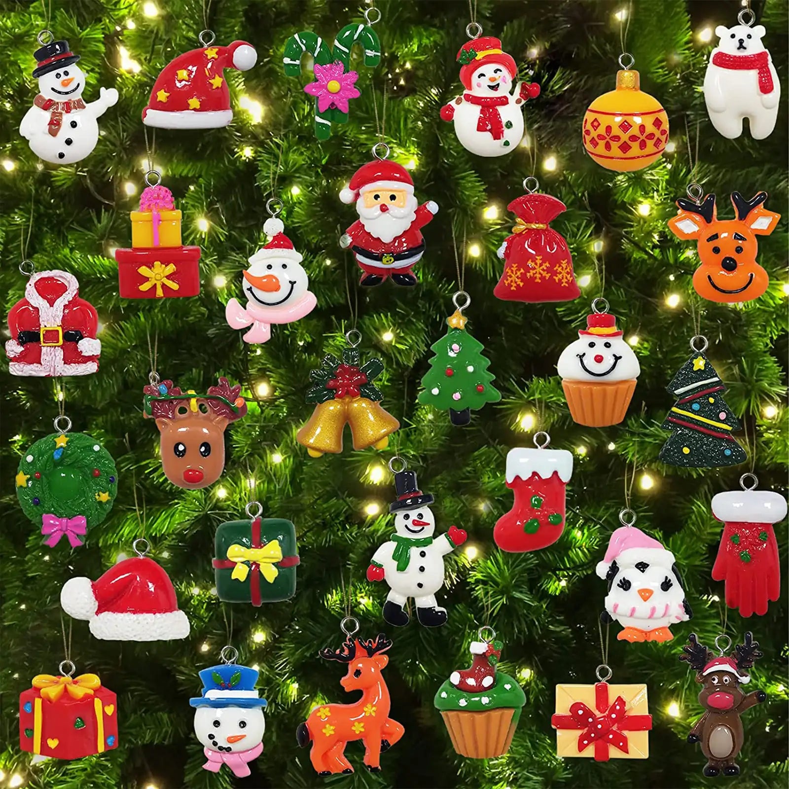 30pcs Miniatures Christmas Ornaments for Mini Tree Decorations