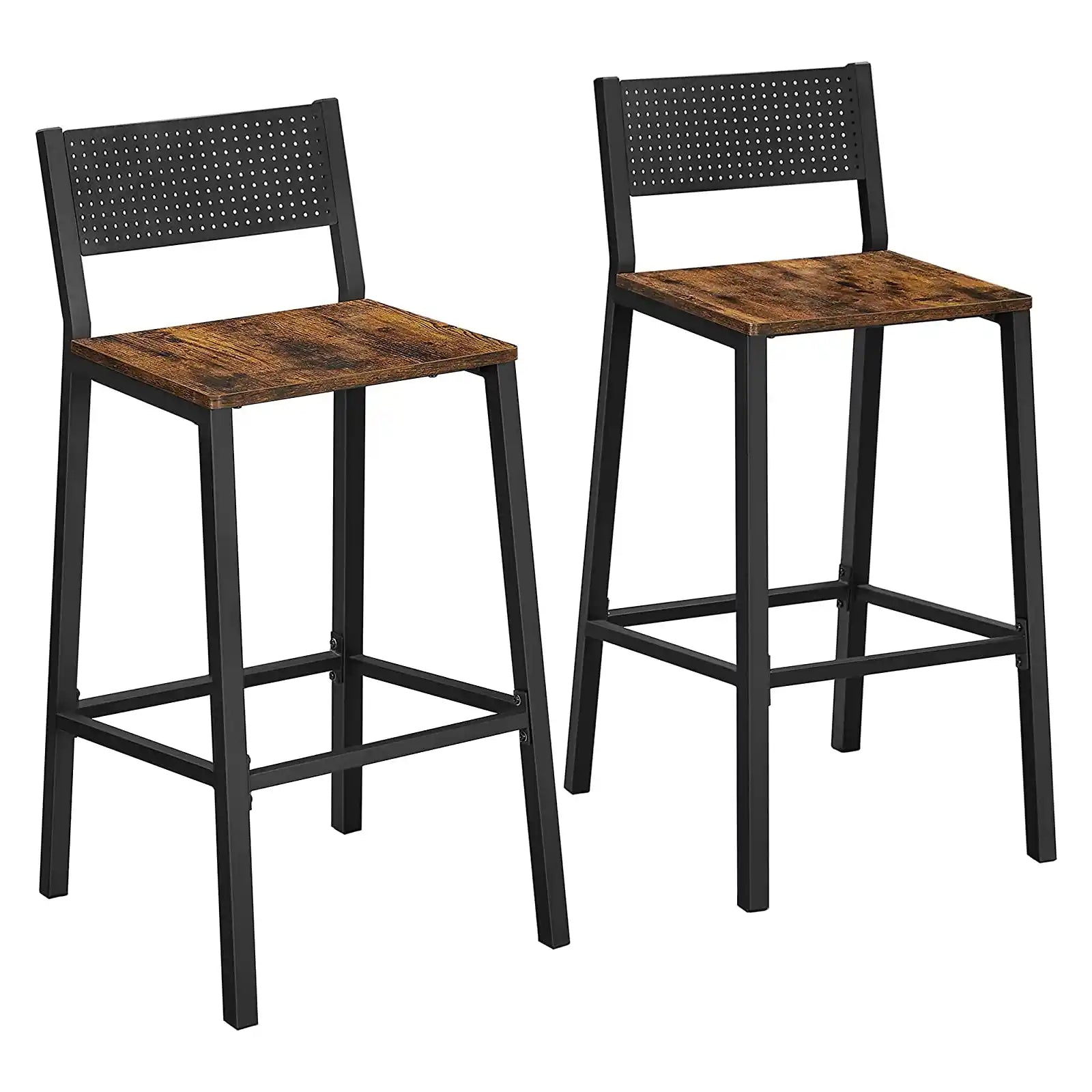 Set of 2  Farmhouse Bar Stools, Bar Chairs with Backrest with Bar Table