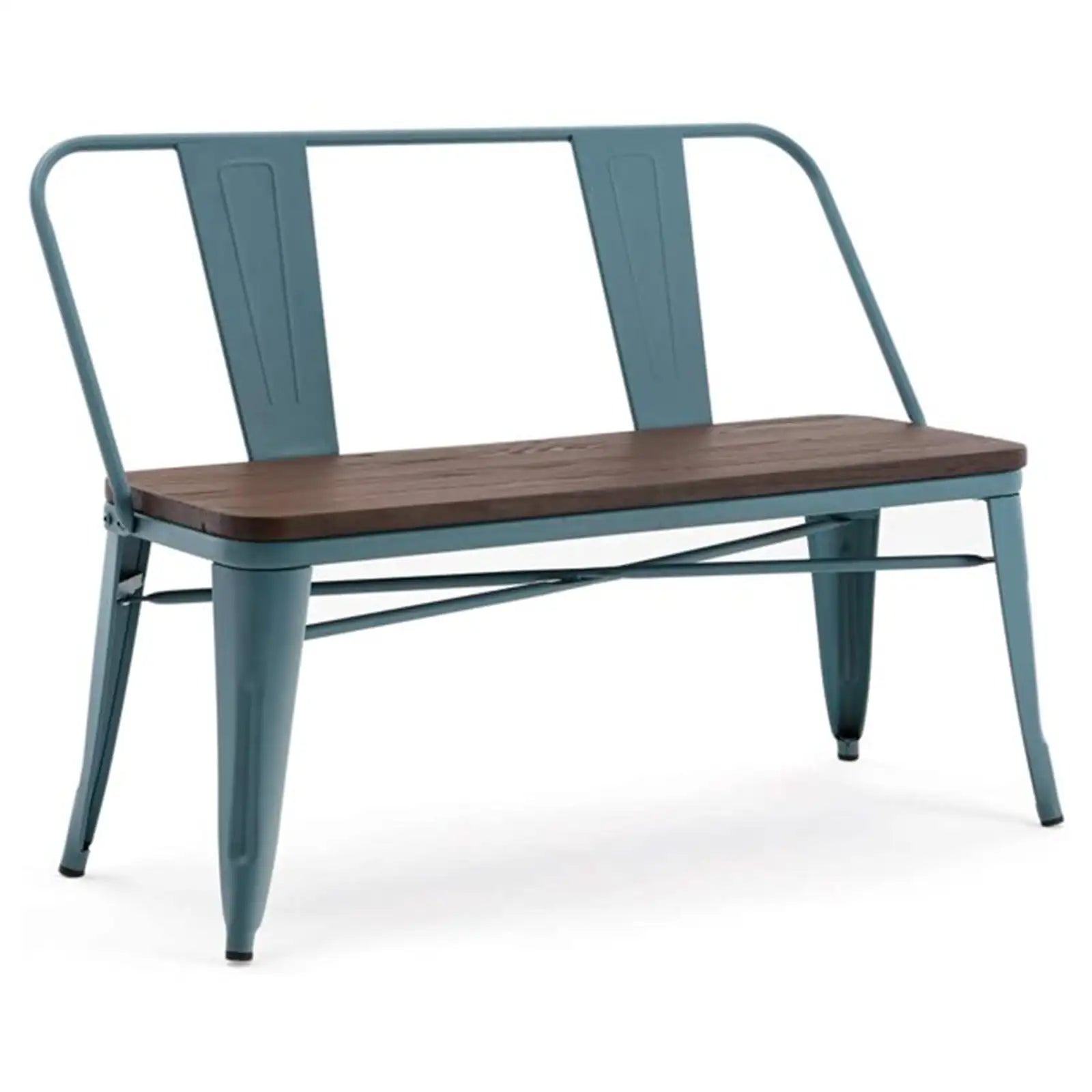 Cozy Dining Table Bench, Mid-Century Chair with Metal Blue Frame
