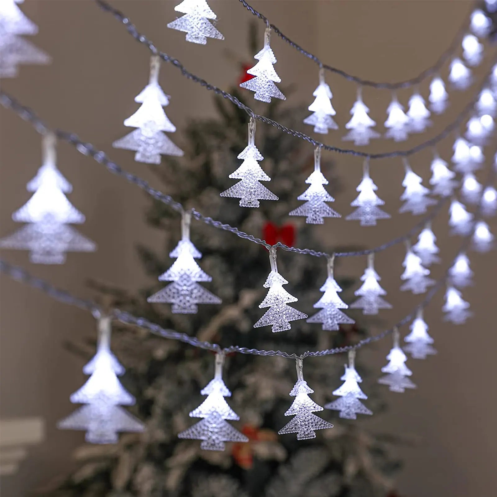 40 luces LED de cadena para árbol, luces navideñas para interiores con pilas, 19,6 pies 