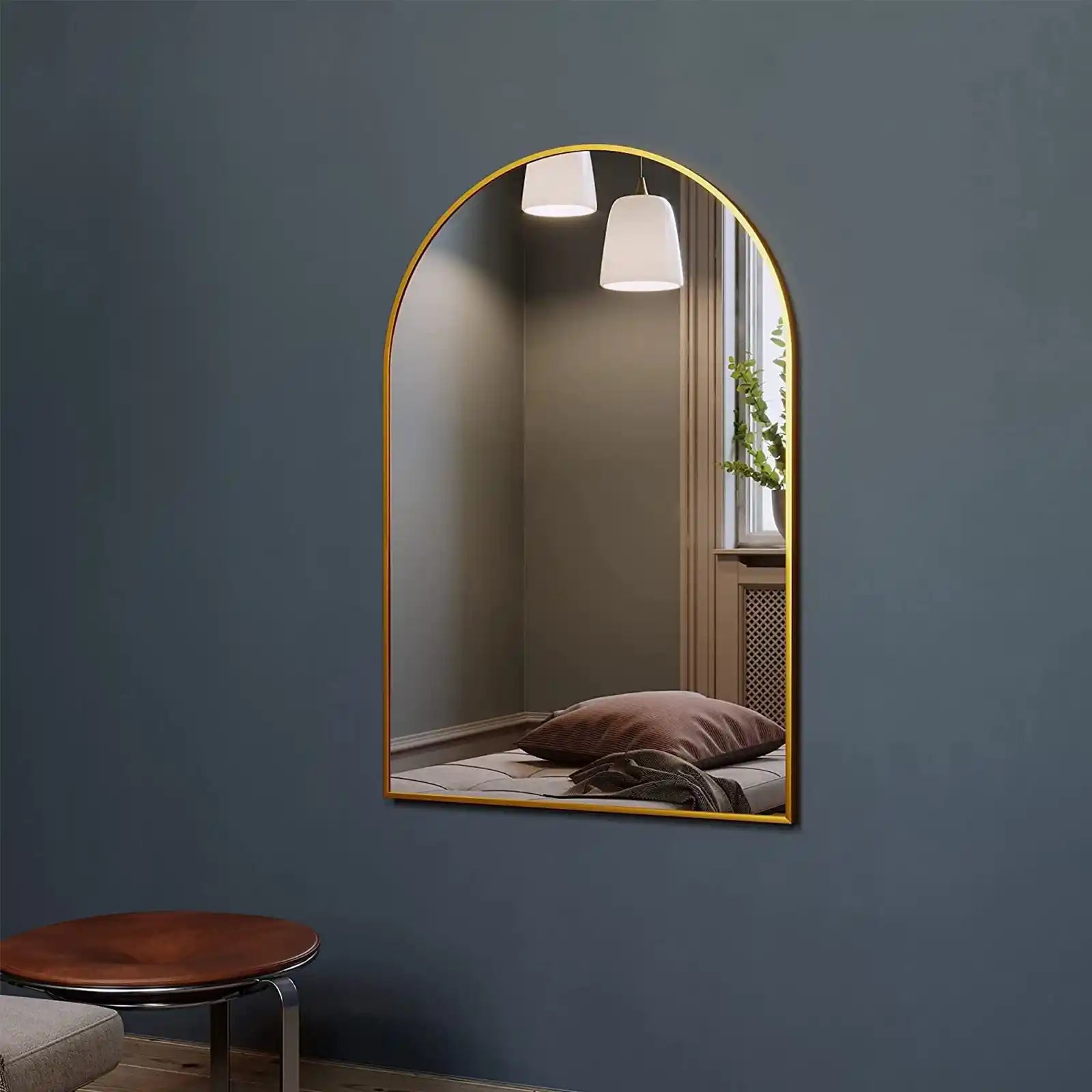 Wall Mounted Mirror, 26"x38" Arch Bathroom Mirror