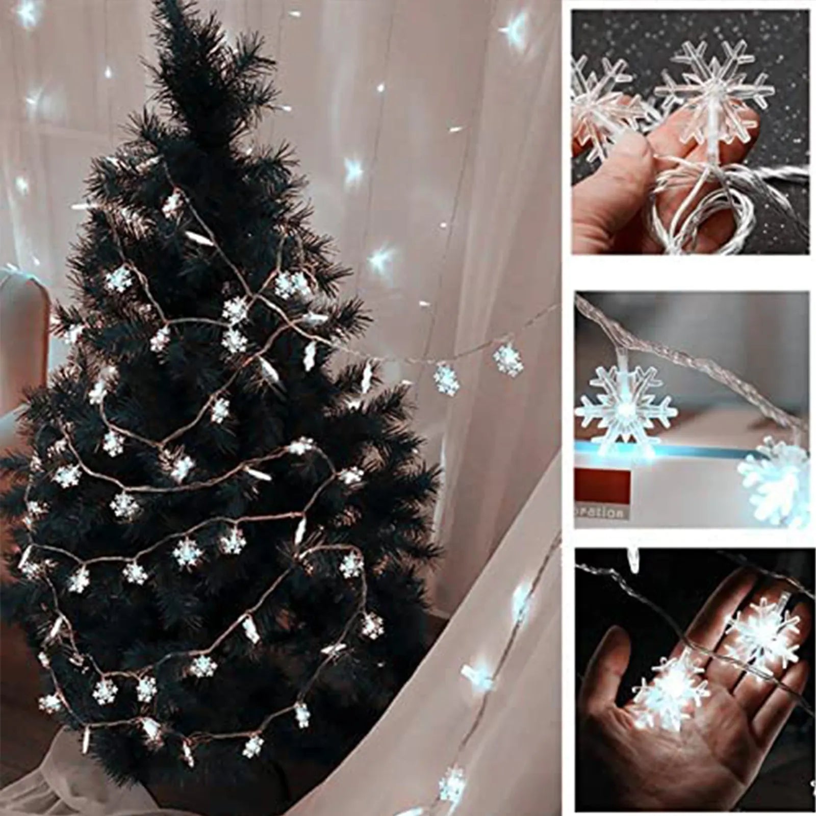 Christmas Lights, 40 LED Snowflake String Fairy Lights