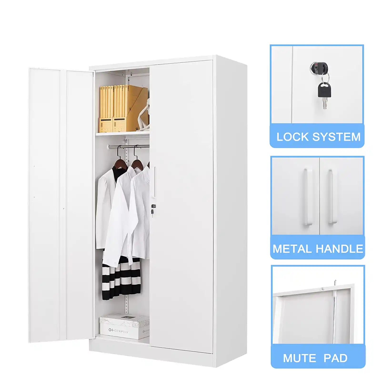 72 Inch Metal Storage Cabinets Locker with Lock Door