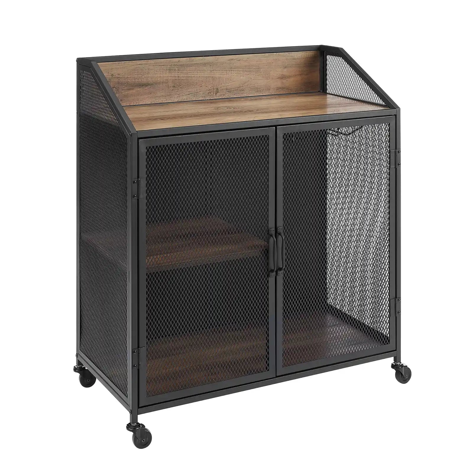 Industrial Bar Cabinet with Wheels