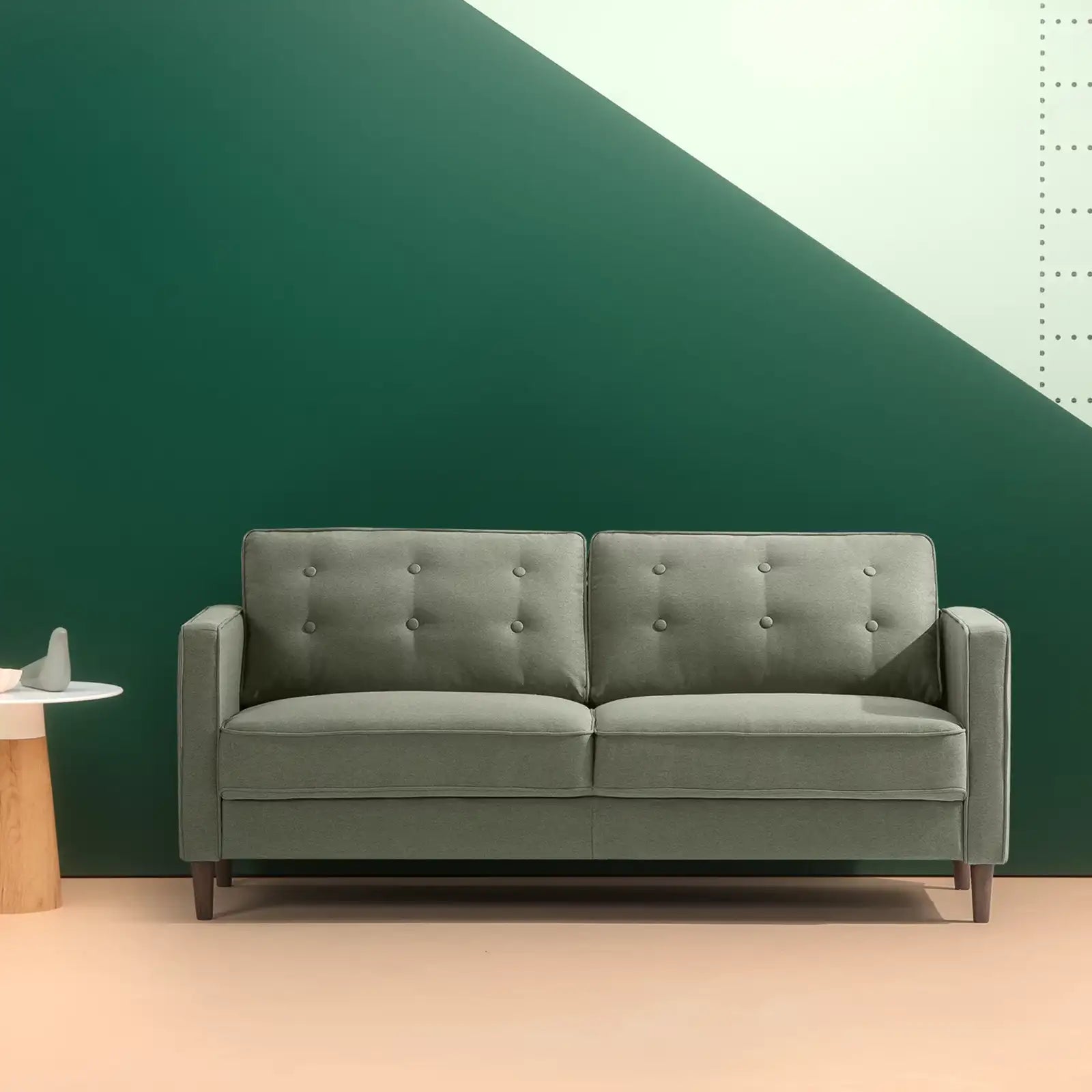 Modern and Minimalist Sofa , Green Polyester