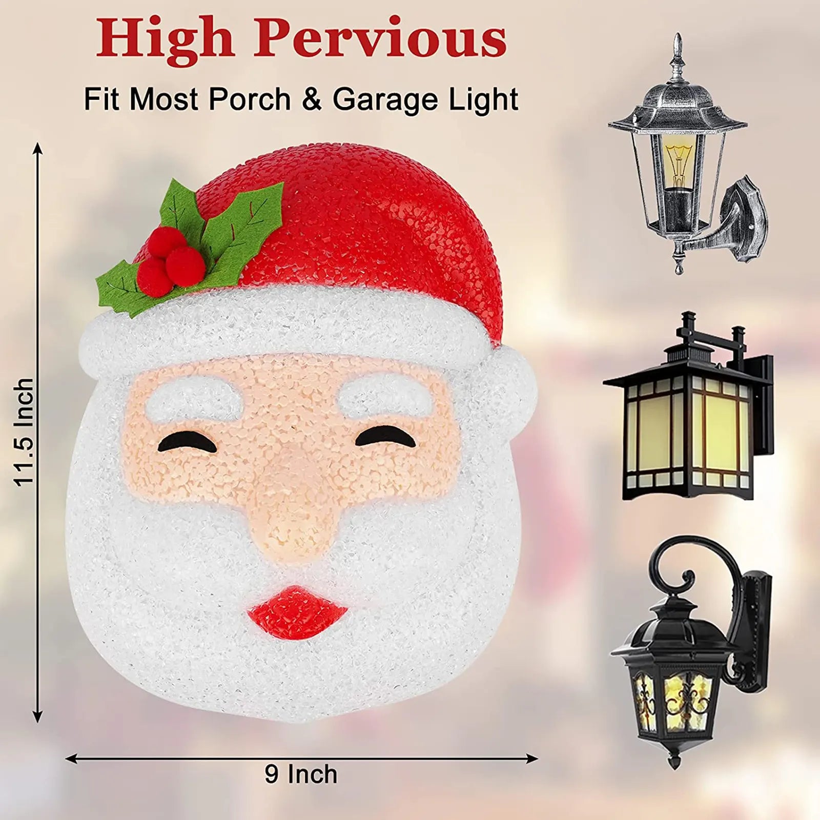 Christmas Porch Light Cover 2PCS, Santa Light Covers Outdoor Christmas Decorations