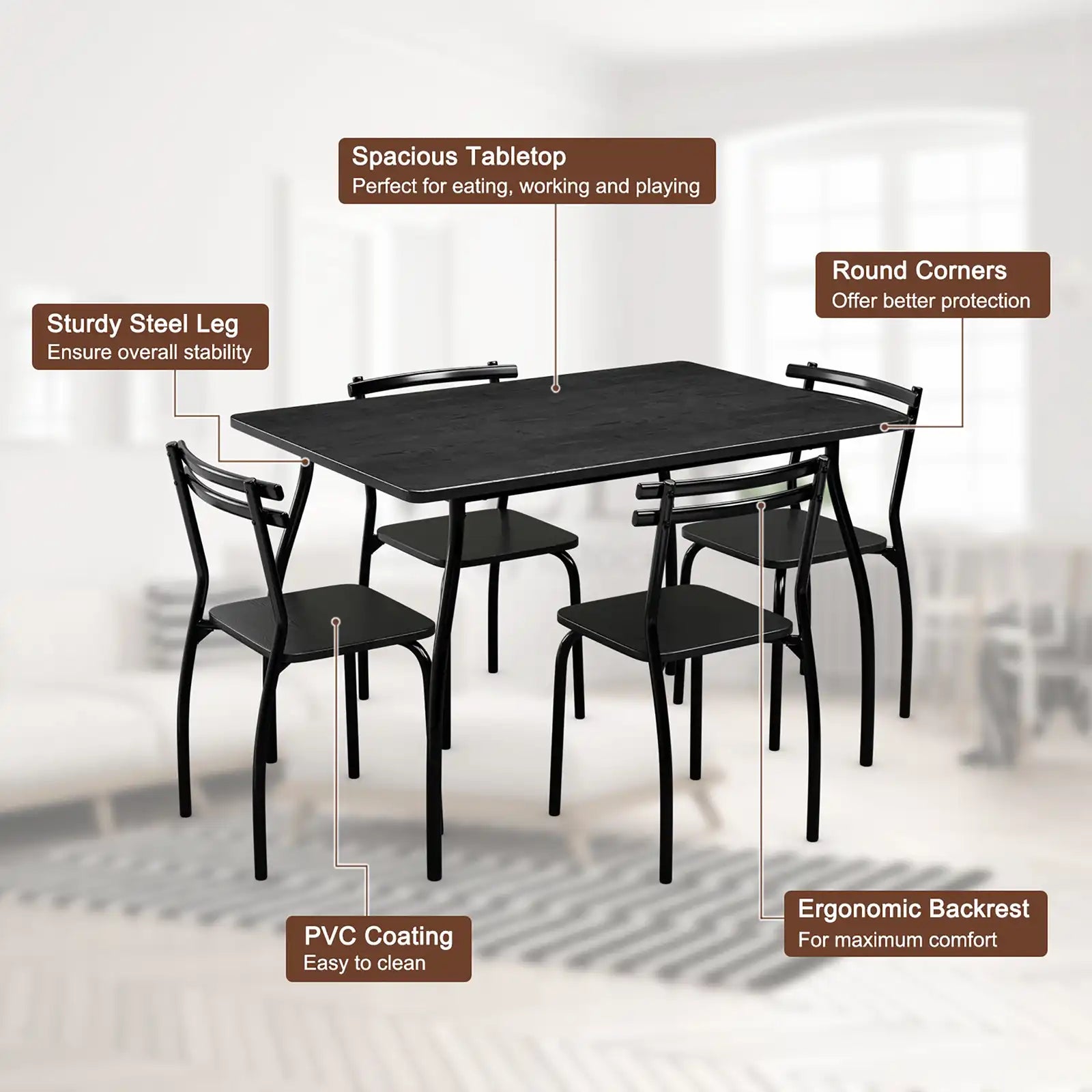 Table And 4 Chairs Dining Set