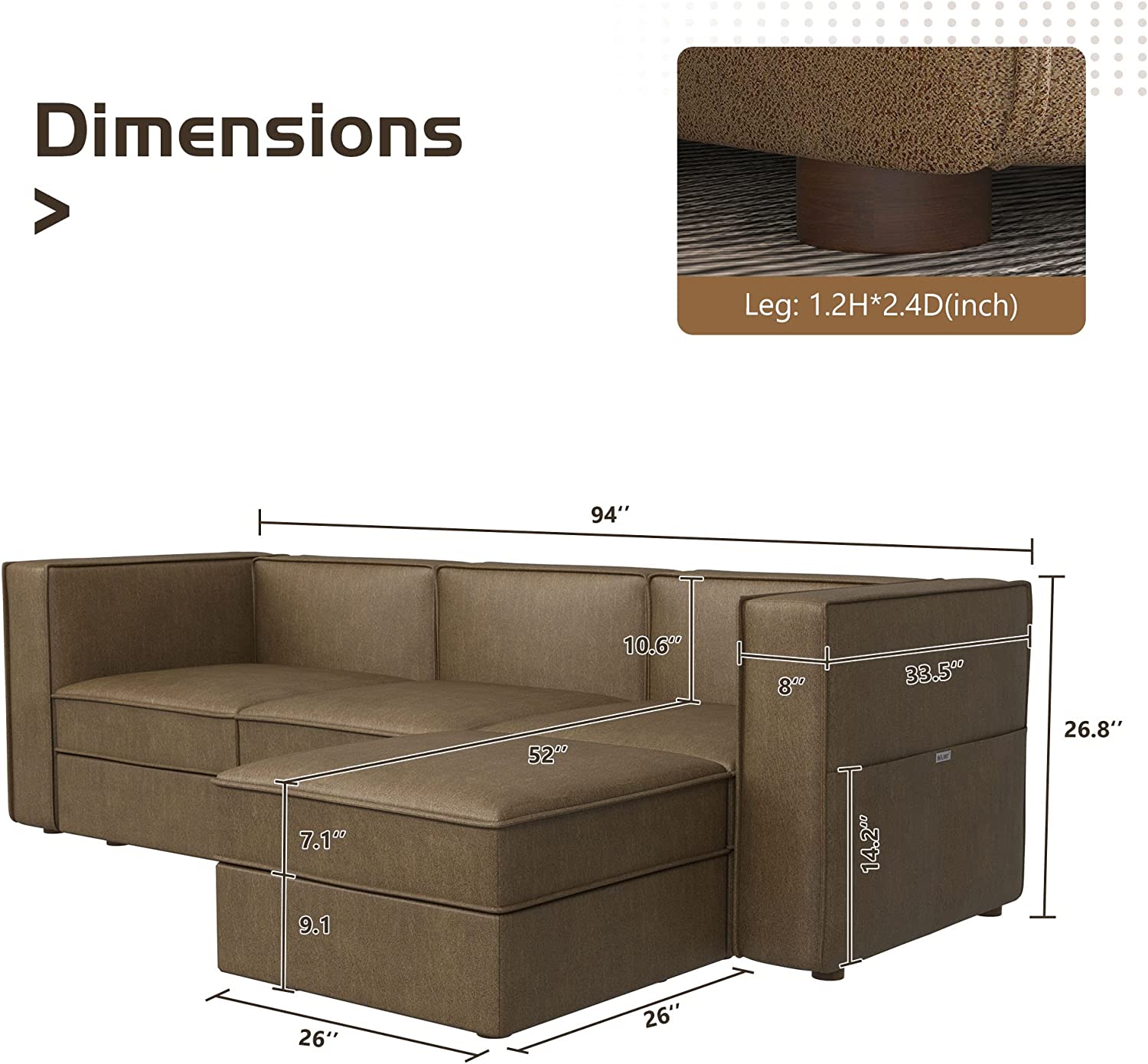 Modular and Convertible Sectional Sofa with Storage Seats