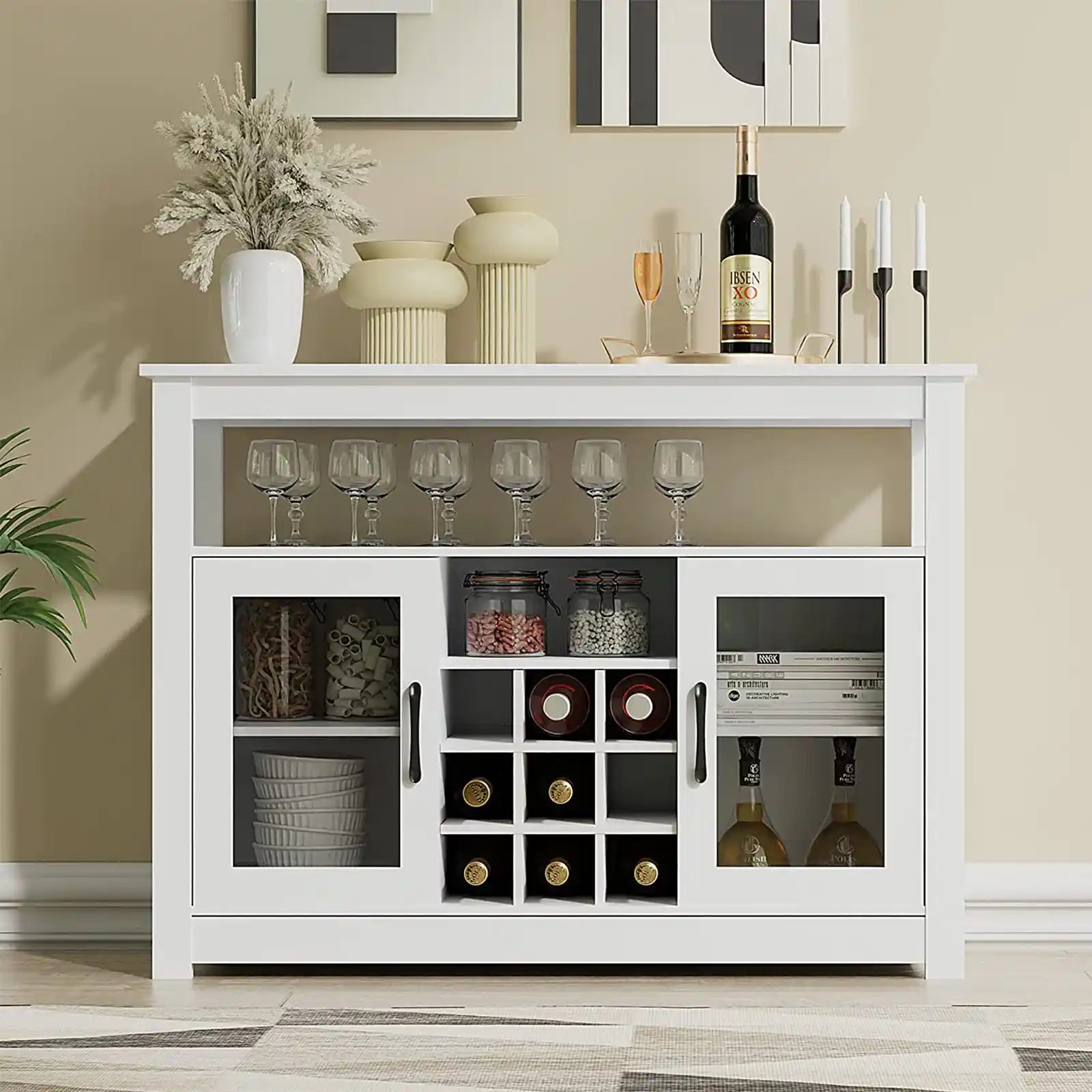 Modern Bar Storage Cabinet with Removable Wine Rack