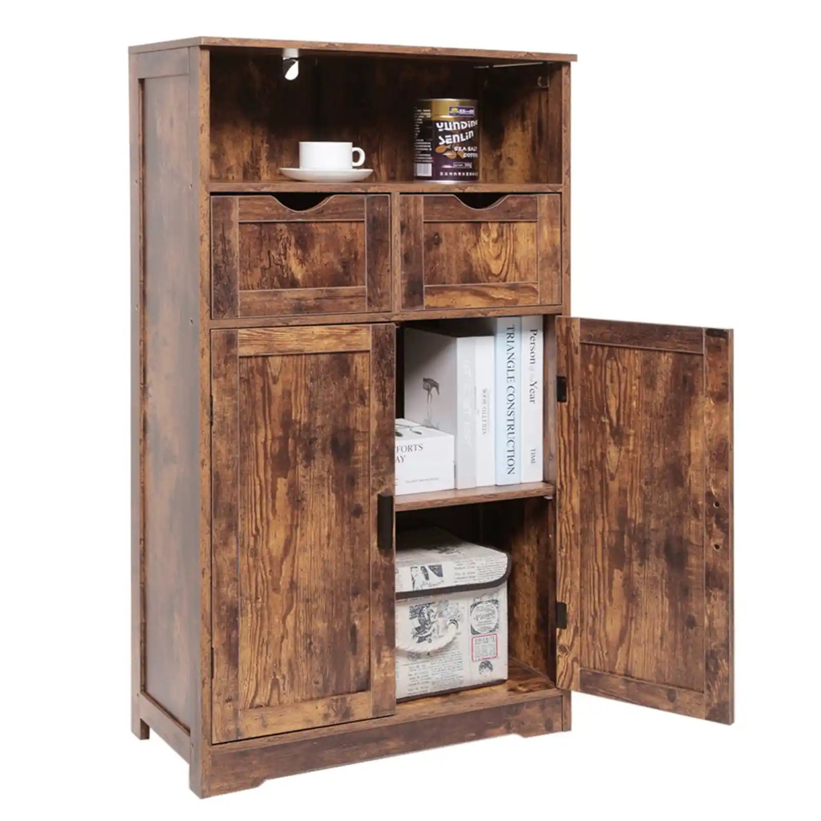 Storage Cabinet with Adjustable 2 Drawers & 2 Shelves
