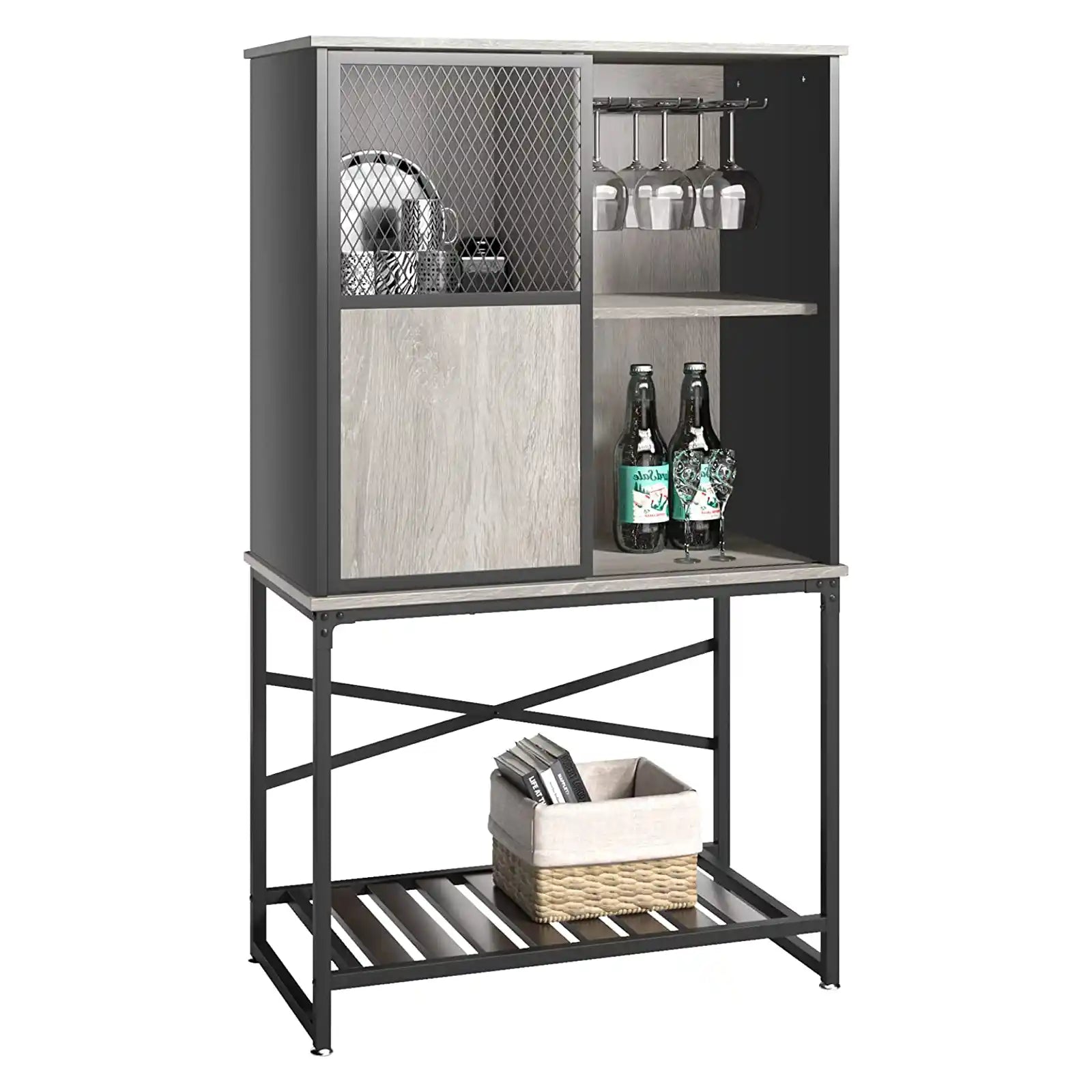 Bar Cabinet with Goblet Glass Shelfs and Buffet