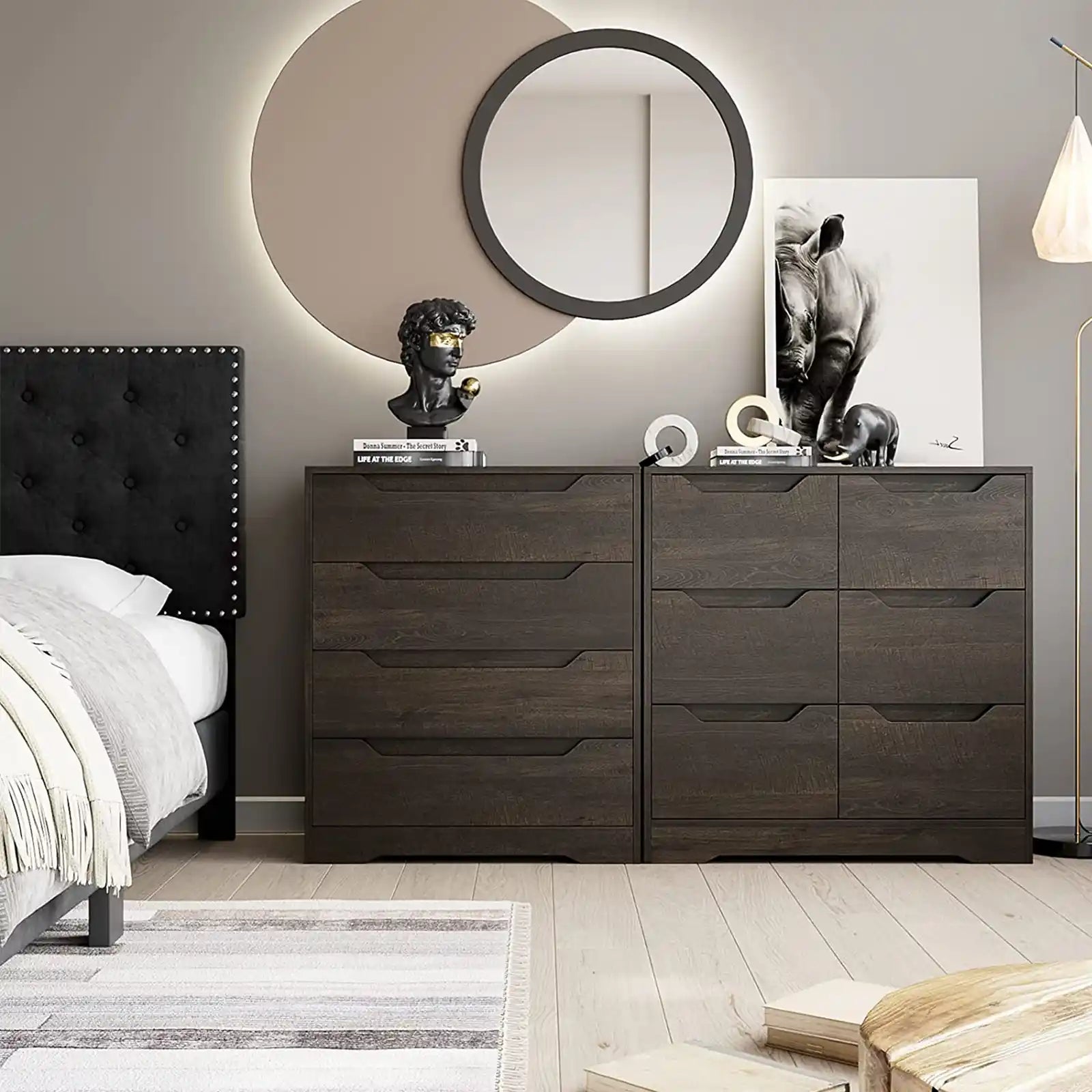 Cómodas grandes de madera, armario de almacenamiento moderno para dormitorio o sala de estar