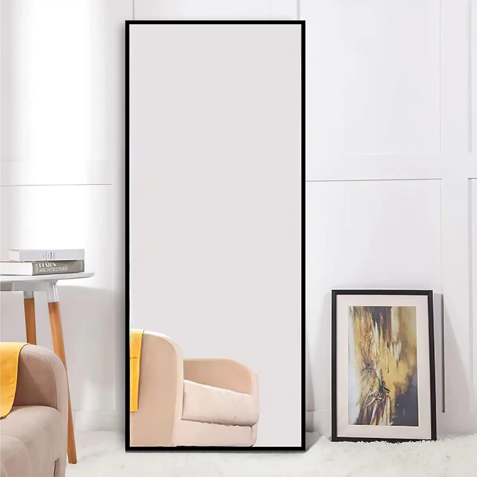 Full Length Mirror Dressing Mirror with Standing Holder 59"x20" or 55"x16" Large Rectangle Bedroom Floor Mirror Wall-Mounted Mirror Hanging Leaning