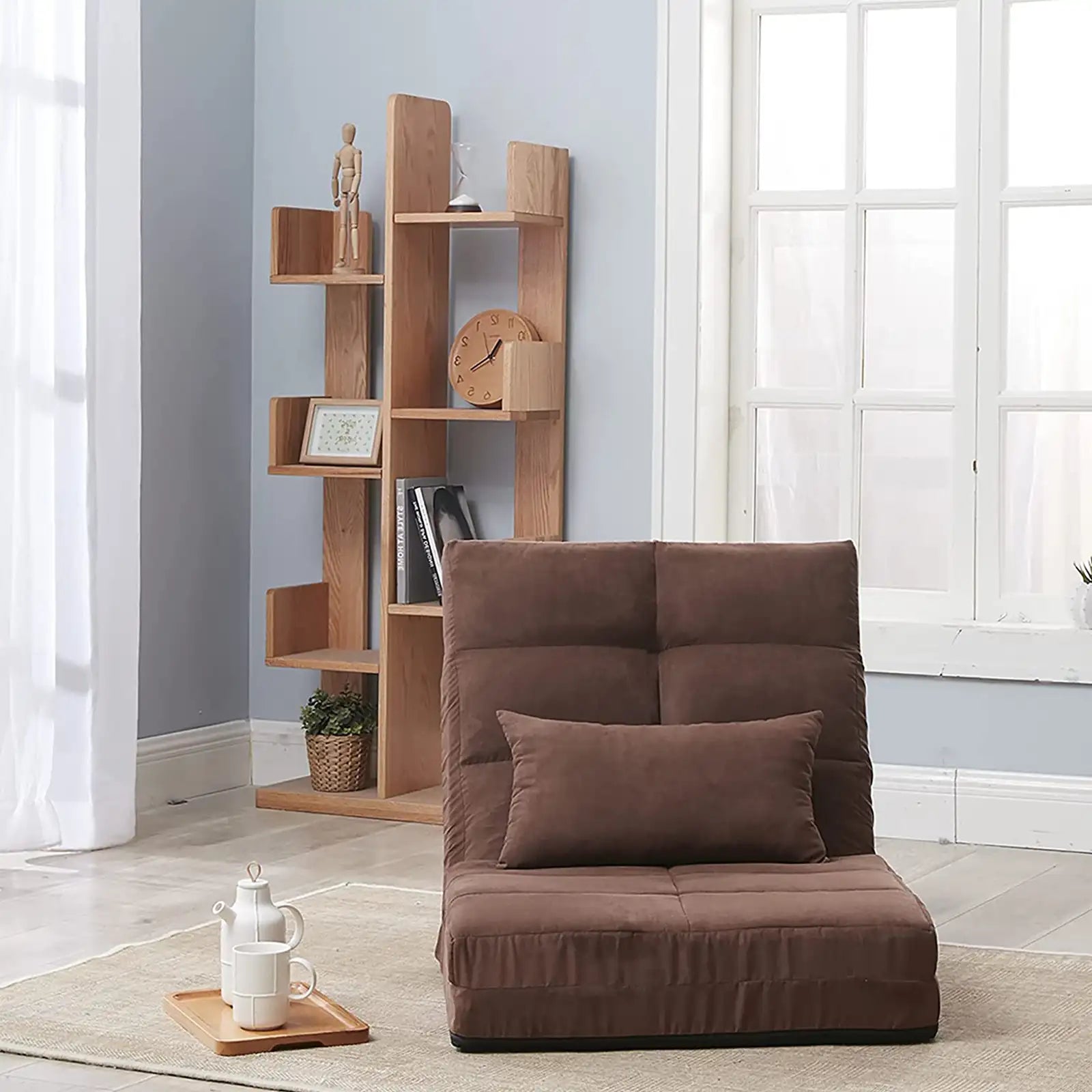 Adjustable Folding Lazy Sofa Bed and Mattress 5 Position Adjustable Floor Play Sofa