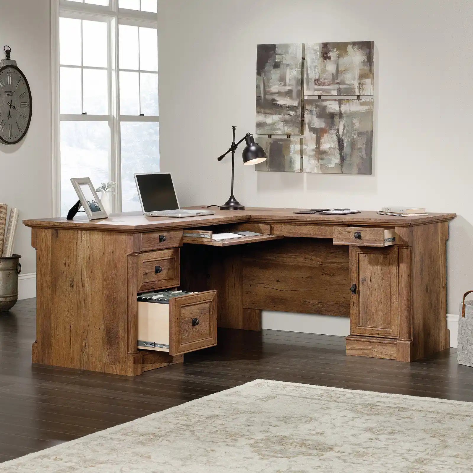 Modern L-Shaped Wood Desk
