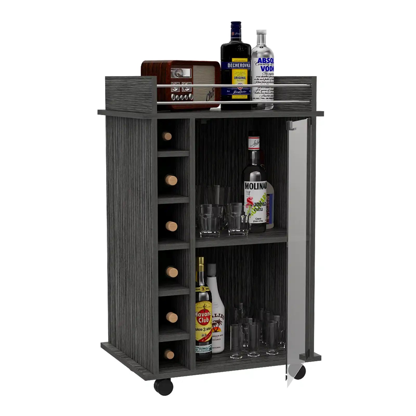 Grey Wood Bar Cabinet , Bar Cart