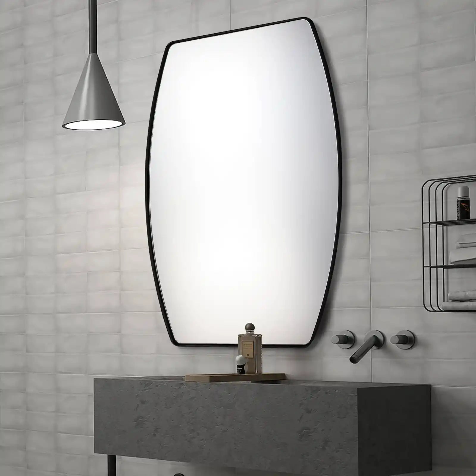 Modern Bathroom Mirror, Large Oval Wall Mirrors, Metal Frame