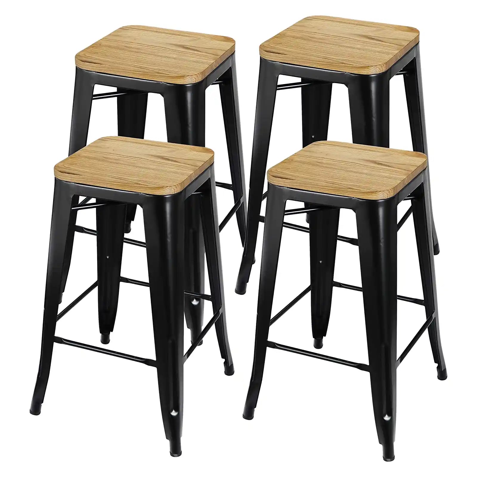 26 Inches Metal Bar Stools Set of 4, Counter Height Barstool Stackable Kitchen Stools