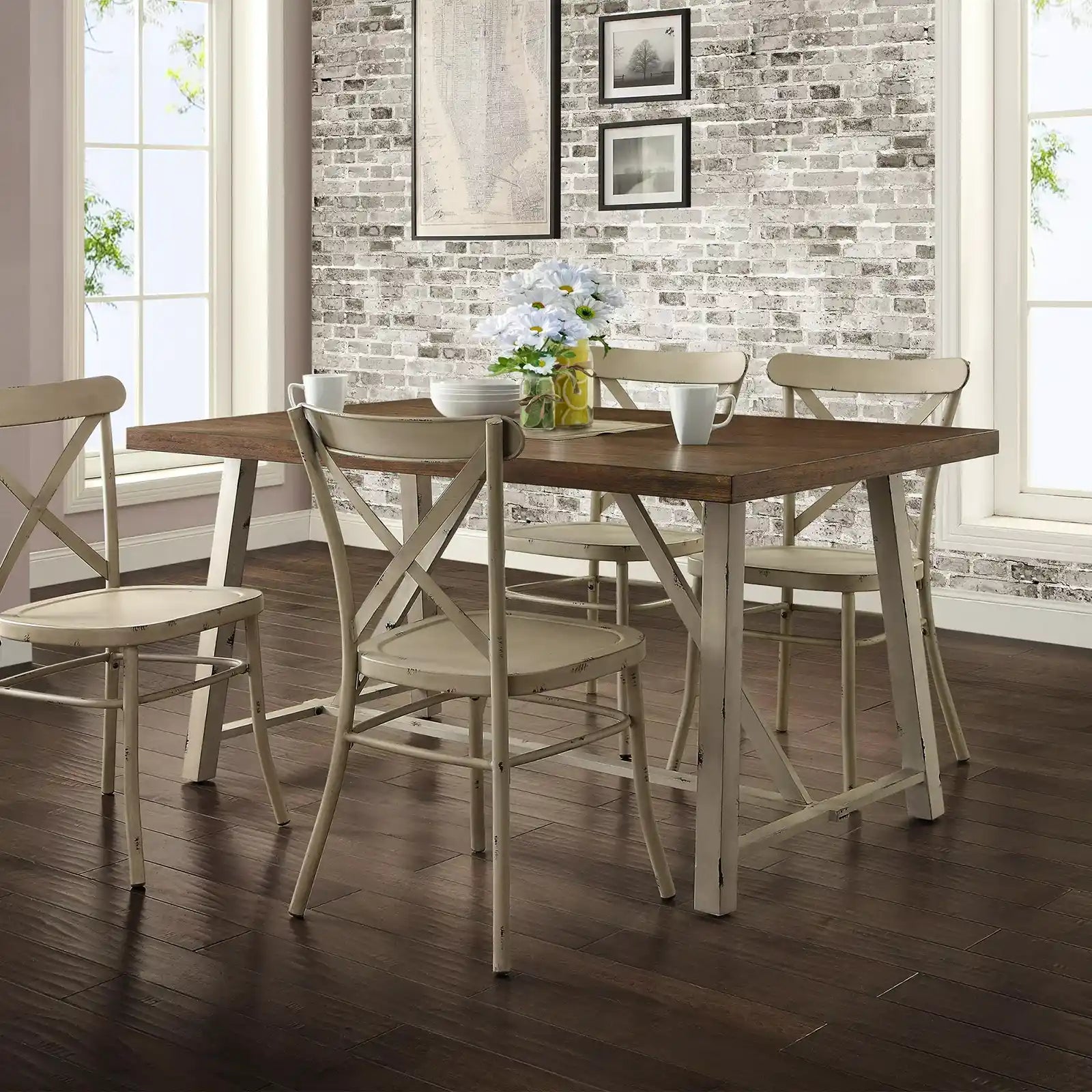 Farmhouse Wood and Metal Dining Table