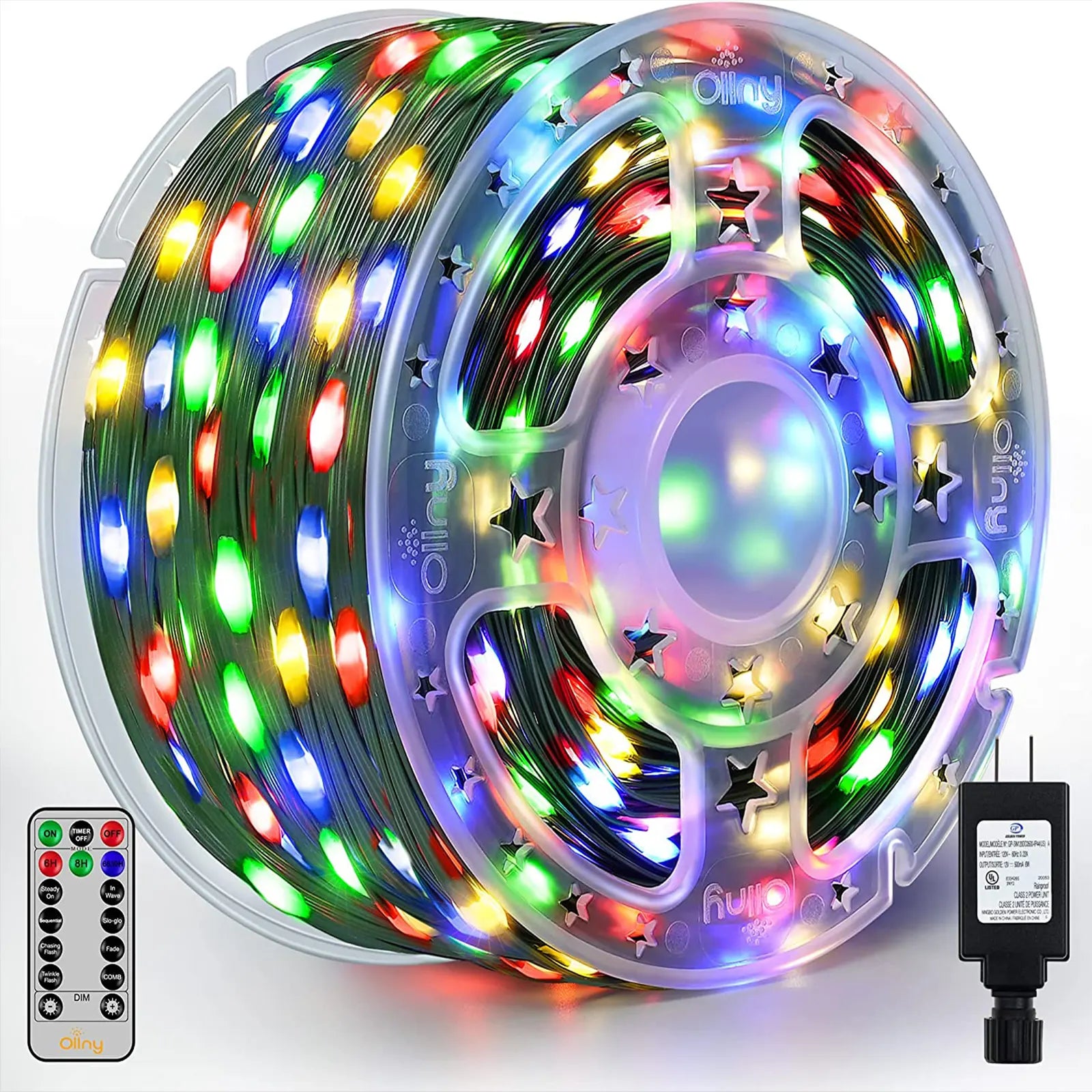1000 luces LED para árbol de Navidad enchufables a prueba de agua IP67 de 330 pies con control remoto, 8 modos 