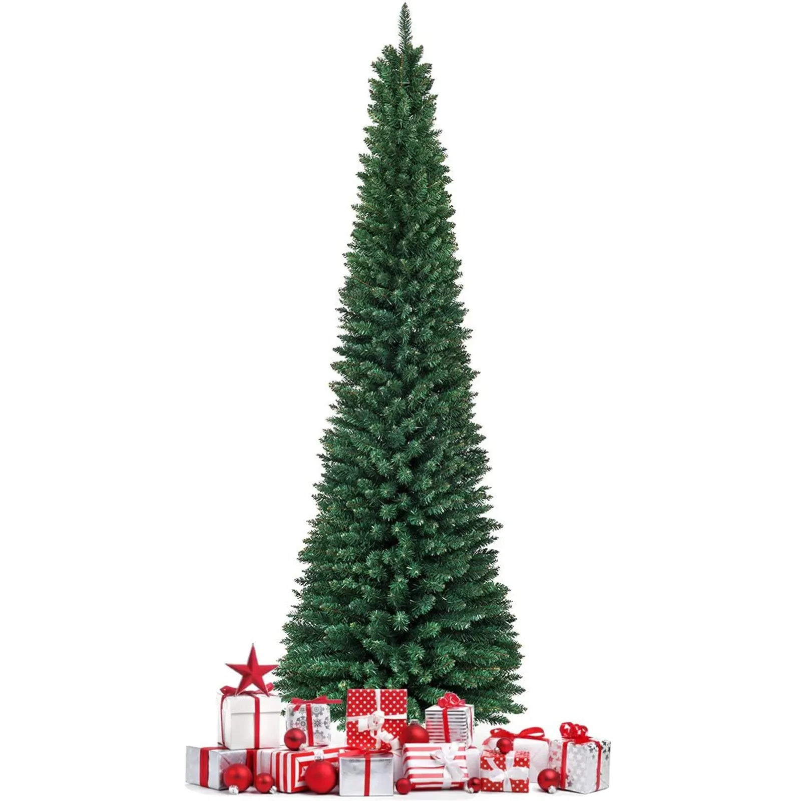 9 FT or 8 FT Pencil Slim Christmas Tree, Artificial Christmas Tree