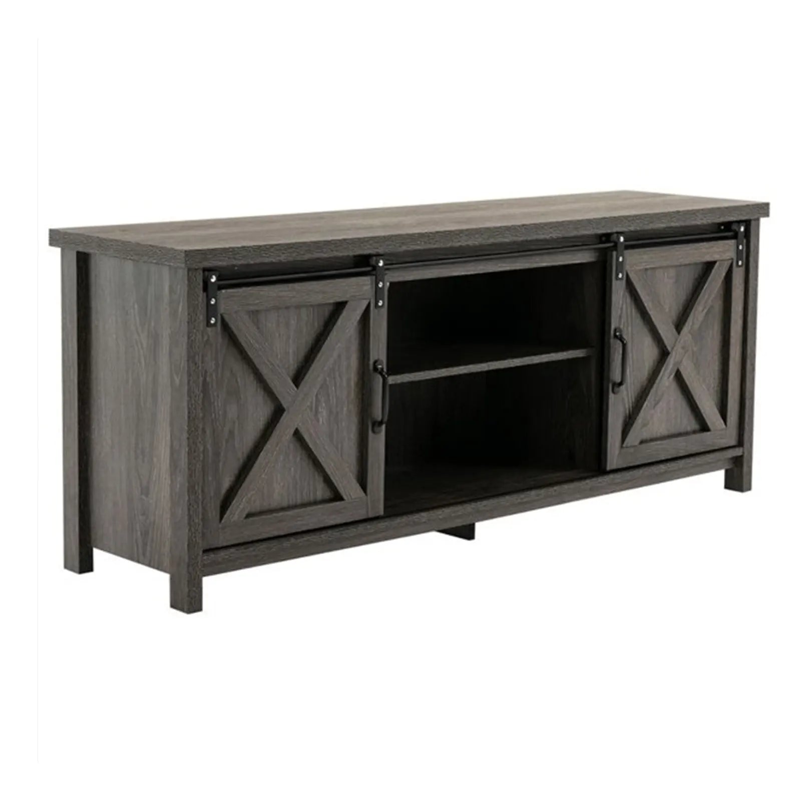 58" Farmhouse Sliding Barn Door TV Stand for TVs Up to 65" Television Cabinet
