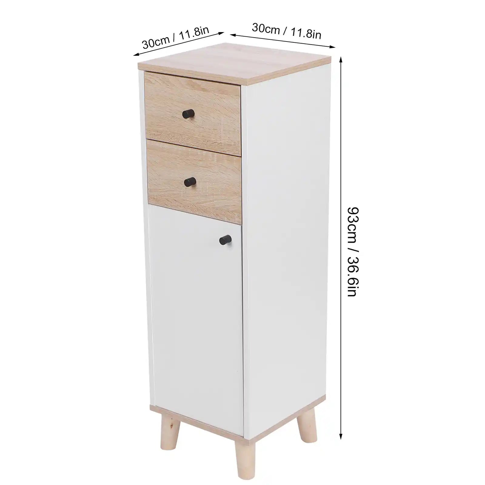 Natural Bathroom Floor Cabinet with 2 Drawer