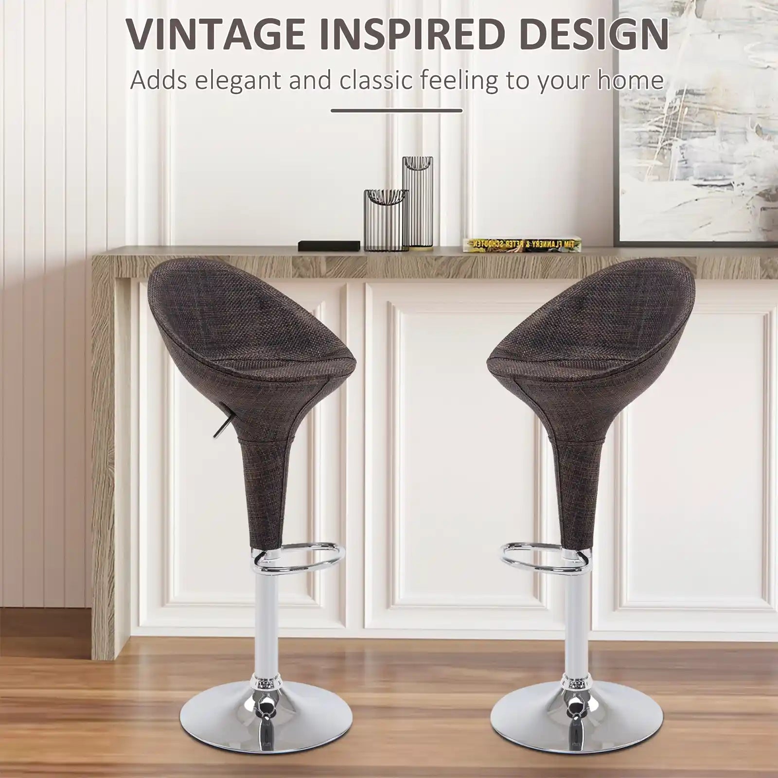 Set of 2 Bar Stool with 360-Degree and Adjustable Height