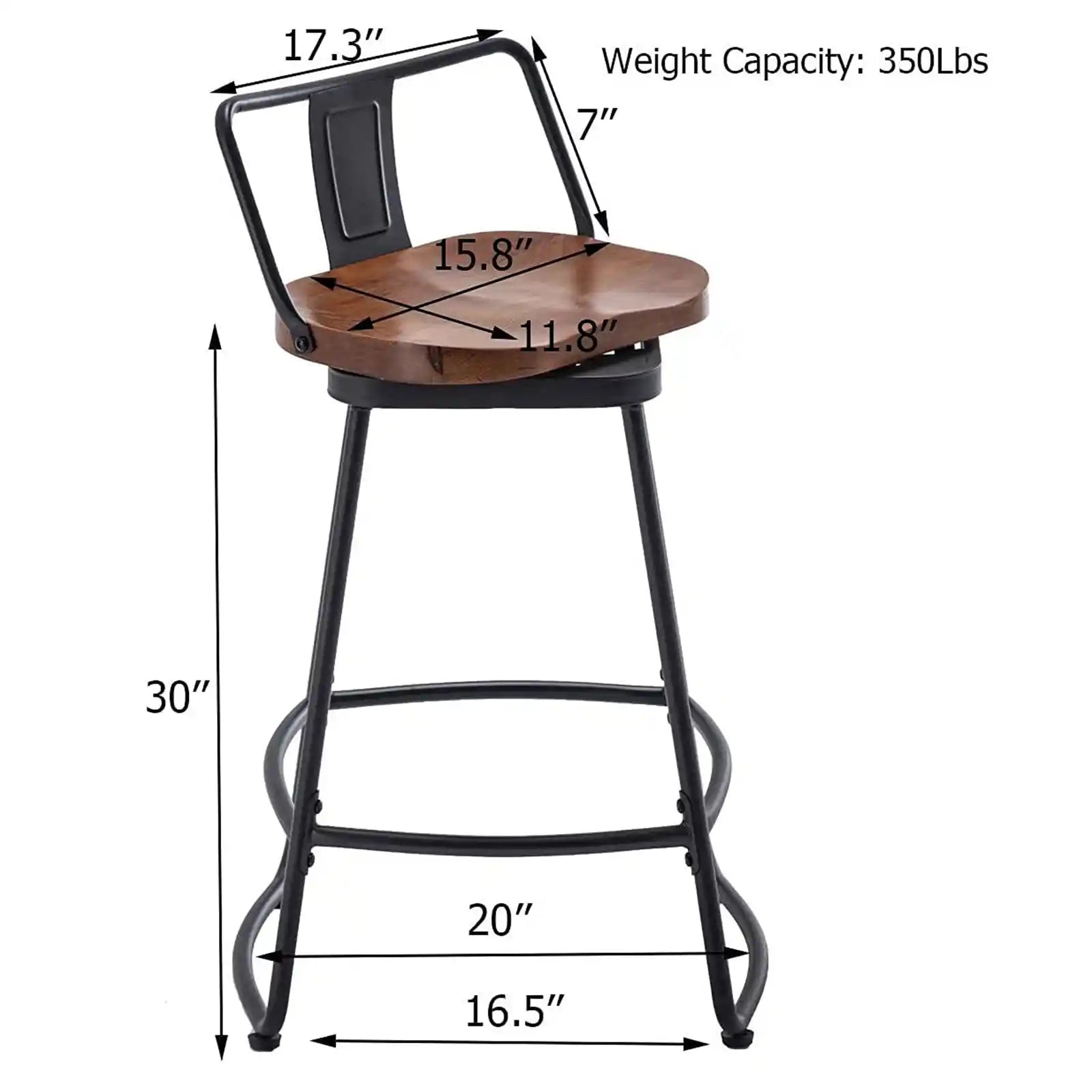 Bar Stools Set of 2 Swivel Counter Height Stools, 24 Inch, 26 Inch, 30 Inch