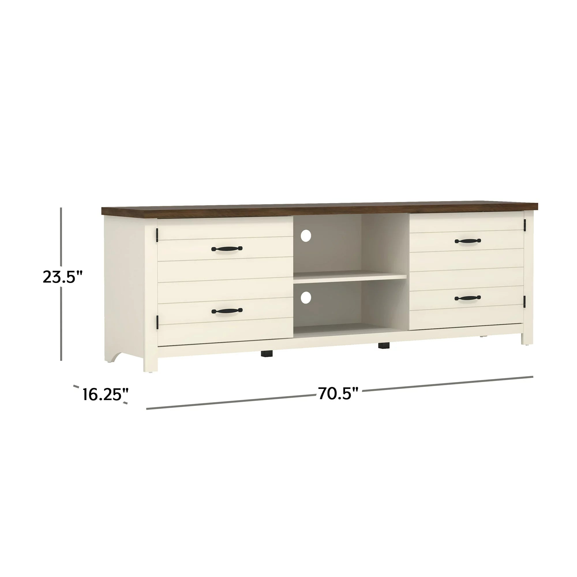 Farmhouse 70” TV Stand with Charging Station for TV’s up to 75”